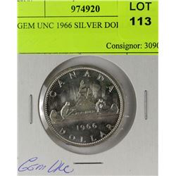 GEM UNC 1966 SILVER DOLLAR