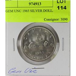 GEM UNC 1965 SILVER DOLLAR