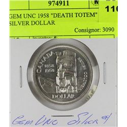 GEM UNC 1958 "DEATH TOTEM" SILVER DOLLAR