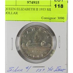 QUEEN ELIZABETH II 1953 SILVER DOLLAR