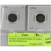 Image 1 : SCARCE 1891&1892 QUEEN VICTORIA SILVER NICKELS X2