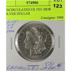 UNCIRCULATED US 1921 MORGAN SILVER DOLLAR