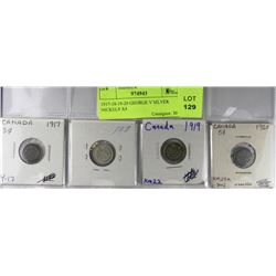1917-18-19-20 GEORGE V SILVER NICKELS X4