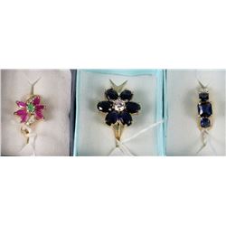 #21-3 OF .925 SILVER GOLD PLATED RINGS X3