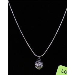 .925 SILVER SNAKE CHAIN W/ BALL PENDANT - 22"