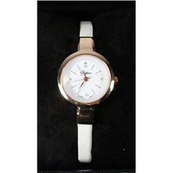 YUKAO SWISS MADE WOMENS WATCH WHITE STRAP