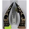 Image 1 : PAIR OF HAND CARVED BUFFALO HORNS WITH DEER DESIGN