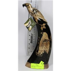 LARGE HAND CARVED BUFFALO HORN HAWK