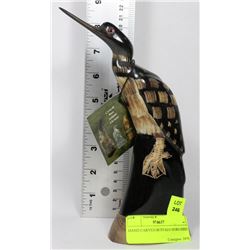 HAND CARVED BUFFALO HORN BIRD