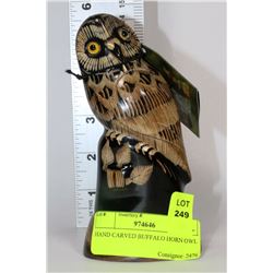 HAND CARVED BUFFALO HORN OWL
