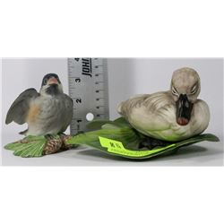 TWO BOEHM BIRD ORNAMENTS - CYGNET & BABY CHICKADEE