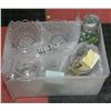 Image 1 : TUB OF CRYSTALWARE/VASES, SALT & PEPPER SHAKERS,