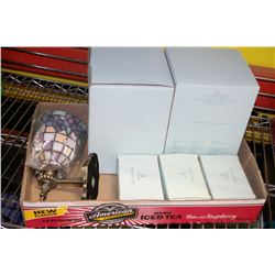 FLAT WITH 2 HYDRANGEA SCONCES WITH 3 BOXES OF