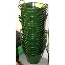 LOT OF 24 6" STEEL PLANT POTS GREEN