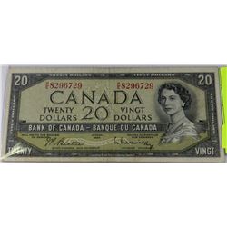1954 CANADIAN 20 DOLLAR BANKNOTE