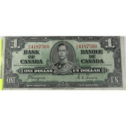 1937 CANADIAN ONE DOLLAR BANKNOTE