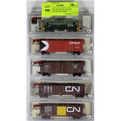5 ASSORTED ATLAS "N" SCALE MODEL RAILROAD CARS