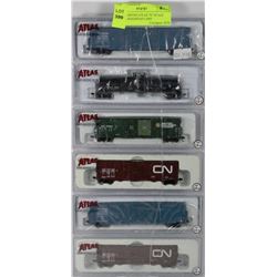 SIX ASSORTED ATLAS "N" SCALE MODEL RAILROAD CARS