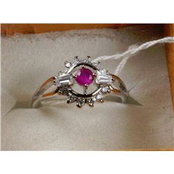 #47-NATURAL RUBY AND CZ .925 RING SIZE 9