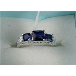 #41-NATURAL BLUE SAPPHIRE .925 SILVER SIZE7