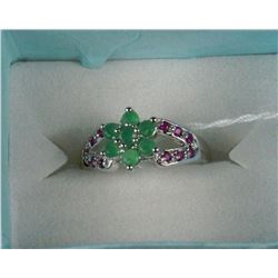 #45-NATURAL BLUE SAPPHIRE & CZ .925 RING SIZE 8