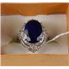 Image 1 : #39-NATURAL BLUE SAPPHIRE & CZ .925 SILVER SIZE 8