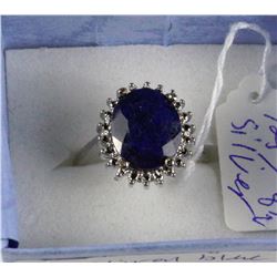#40-NATURAL BLUE SAPPHIRE & CZ .925 SILVER