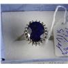 Image 1 : #40-NATURAL BLUE SAPPHIRE & CZ .925 SILVER