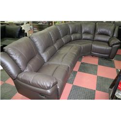 NEW BROWN LEATHER RECLINING SECTIONAL