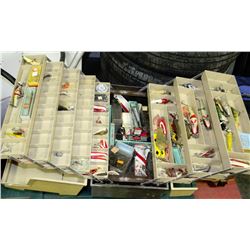 VINTAGE TACKLE BOX WITH LURES