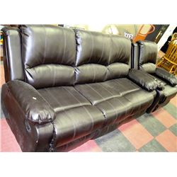 NEW BLACK LEATHERETTE RECLINING SOFA WITH CHAIR
