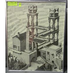 "WATERFALL" 1961 LITHOGRAPH PRINT BY M. C. ESCHER