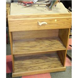 OAK CABINET WITH STUFFED FISH