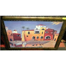P.BRENT FRAMED PAINTED PHOTO OF SPANISH VILLA