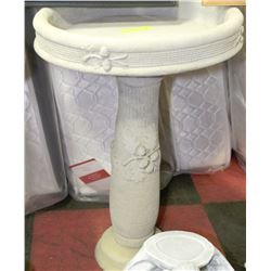 CONCRETE ACORN BIRD BATH - 16"W X 23"H