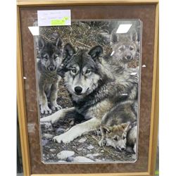 CARL BRENDERS DEN MOTHER WOLF FAMILY FRAMED PRINT