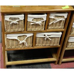 WICKER STORAGE SHELF W/5 BASKETS