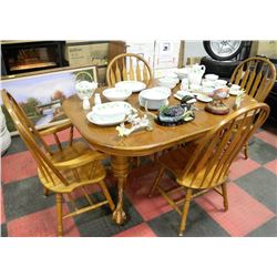 DARK OAK BALL AND CLAW TABLE WITH 4 ARROWBACK