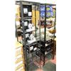 Image 1 : PAIR OF METAL AND GLASS SHELVING UNITS 6' HIGH