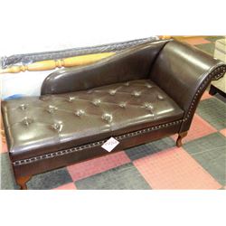 NEW BROWN LEATHERETTE STORAGE CHAISE LOUNGE CHAIR