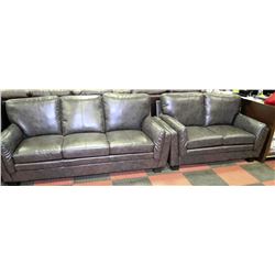 NEW CYRUS CHARCOAL LEATHERETTE SOFA AND LOVE SEAT