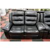 Image 3 : NEW BLAKE BLACK LEATHERETTE RECLINIG SOFA AND LOVE
