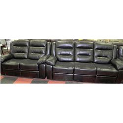NEW BLAKE BLACK LEATHERETTE RECLINIG SOFA AND LOVE