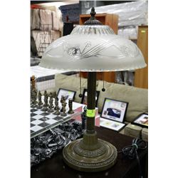 DECORATIVE LAMP W/ETCHED GLASS TOP