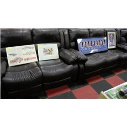 NEW MARTIN BROWN LEATHERETTE RECLINING SOFA