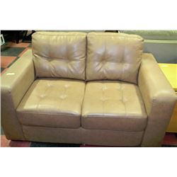 TAN LEATHERETTE LOVE SEAT
