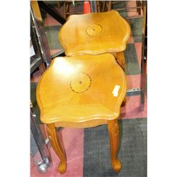 2 OAK TONE END TABLES