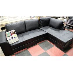 BLACK LEATHERETTE L SHAPE SECTIONAL