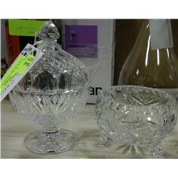 2 CUT GLASS CANDY DISHES
