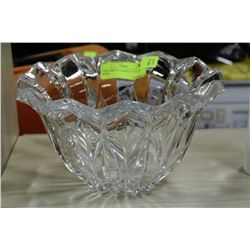 VERY HEAVY LARGE CUT GLASS BOWL